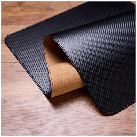 Tappetino Per Scrivania In Pelle Nera Effetto Fibra Di Carbonio Con Base In Sughero - 80x40 Cm - Foto 5