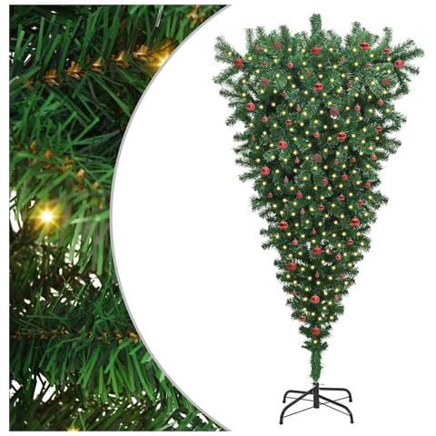 Albero di Natale artificiale pre-illuminato capovolto con set di palline - Foto 1