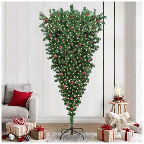 Albero di Natale artificiale pre-illuminato capovolto con set di palline - Foto 2