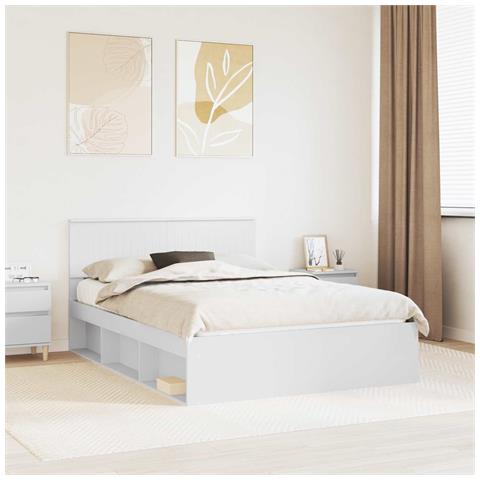 Struttura del letto Bianco 140 x 200 cm Pino massello - Foto 2