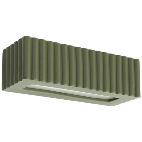 Lampada Da Parete In Ceramica Rigata Verde Oliva Sl. 1888 - Moderno Lampada Da Parete Verde Oliva 10x34x12 Cm - Foto 1
