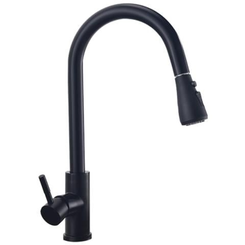 Rubinetto per lavello da cucina, Blackswan, tipo M68 con 2 modalità e pulsante Pausa, modello nero opaco, misura 39 cm - Foto 1