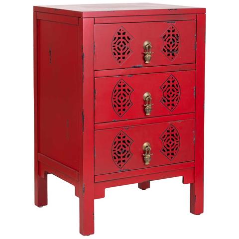 Mesita De Madera Con 3 Cajones Rojo 45x36x70 - Foto 1