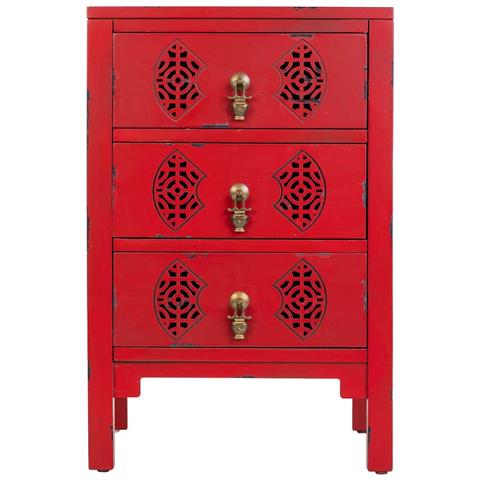 Mesita De Madera Con 3 Cajones Rojo 45x36x70 - Foto 2