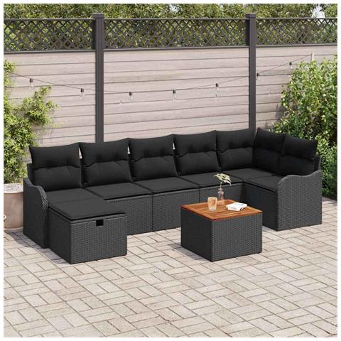 Set Divano da Giardino con cuscino 8 pcs Nero Poly Rattan - Foto 2