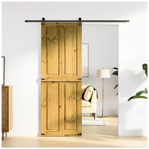 Porta del fienile Corona Marrone Miele 70 x 210 cm - Foto 2