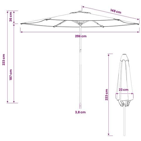 Ombrello da giardino 300 x 300 cm Poliestere Rettangolare - Foto 7