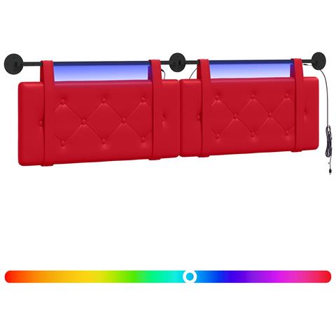 Testiera sospesa Con luce LED Rosso Similpelle - Foto 1