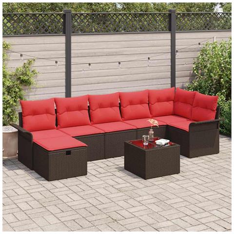 Set Divano da Giardino con cuscino 8 pcs Poly Rattan - Foto 2
