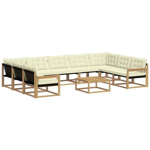 Set di divani da esterno con cuscino 10 pcs Bianco e Crema - Foto 1