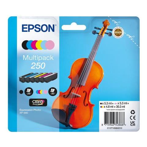 250 Violin Claria Photo HD cartuccia d'inchiostro 6 pz Originale Nero, Ciano, Ciano chiaro, Magenta chiaro, Magenta, Bianco - Foto 1