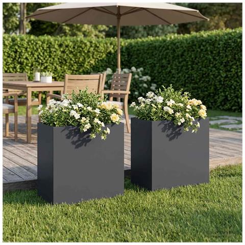 Vaso da giardino 2 pz Antracite 50 x 30 x 40 cm - Foto 2