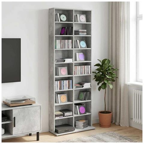 Mobile per CD Grigio Cemento 65 x 23,5 x 175 cm - Foto 2