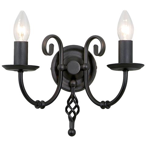 Lampada Da Parete A Candela Per Interni A 2 Luci Nera, E14 - Foto 2