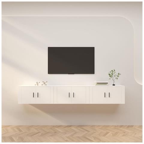 Mobili Porta Tv A Parete 3 Pz Bianco 80x34,5x40 Cm - Foto 7