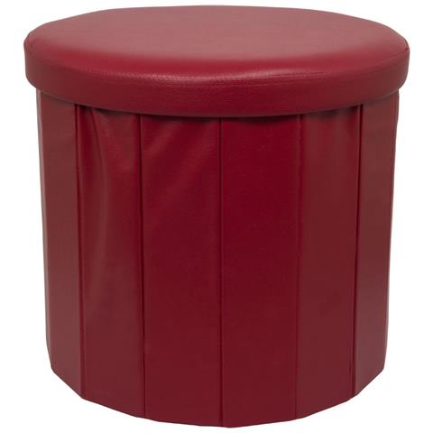 BIANCHERIAWEB Pouf Salotto Contenitore Ecopelle Rotondo Pieghevole Tinta Unita Vari Colori Pouf Bordeaux