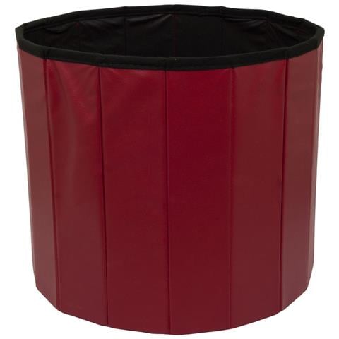 Pouf Salotto Contenitore Ecopelle Rotondo Pieghevole Tinta Unita Pouf Bordeaux - Foto 5