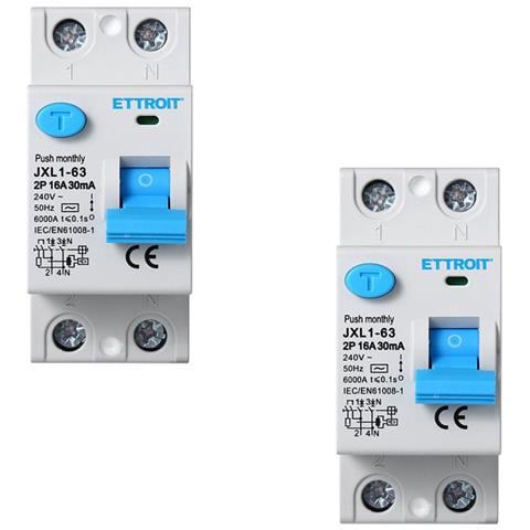 Interruttore Differenziale Puro 2p 16a 6ka 30ma 220v Salvavita 2 Pezzi - Foto 1