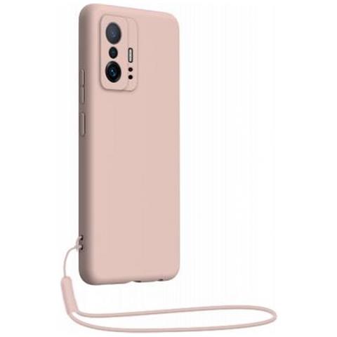 Cover Per Xiaomi 11t / 11t Pro Silicone Con Cordino Da Polso Abbinato, Rosa - Foto 1