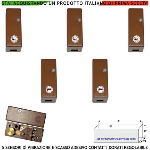 Sensore Adesivo Rileva Lo Scasso Le Vibrazioni Continue 5 Pezzi Via Filo Antifurto Inferriate Porte Vetrate Regolazion - Foto 1