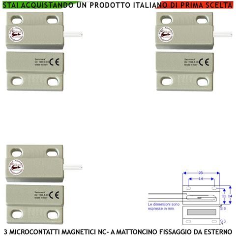 Sensore Magnetico Nc Mini Bianco 3 Pezzi Allarme X Infissi Tensione Max 100 V Corrente 1 A Sensibilità Magnetica 10mm - Foto 1