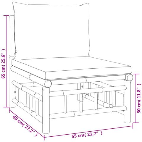 Set Salotto da Giardino 5pz con Cuscini Grigio Scuro Bambù - Foto 8