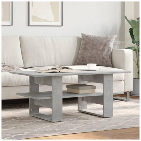 Tavolino Salotto Grigio Cemento 102x55x42 Cm Legno Multistrato - Foto 1
