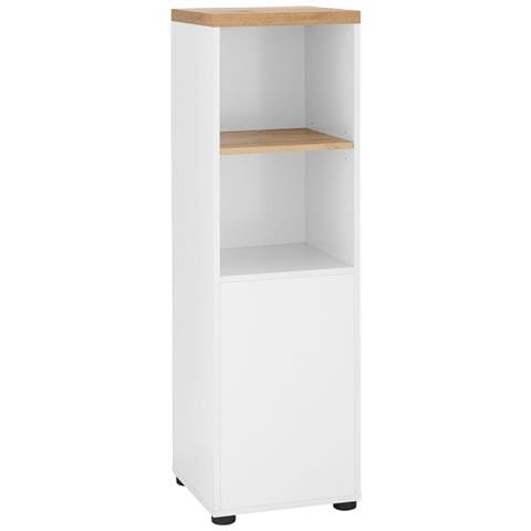 Thessa Mobile Con 1 Anta E 1 Ripiano In Mdf Bianco E Rovere - Foto 1