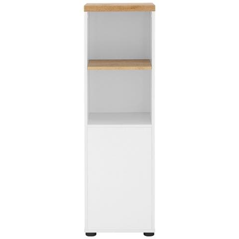 Thessa Mobile Con 1 Anta E 1 Ripiano In Mdf Bianco E Rovere - Foto 2