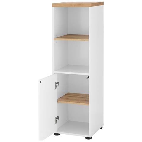 Thessa Mobile Con 1 Anta E 1 Ripiano In Mdf Bianco E Rovere - Foto 3