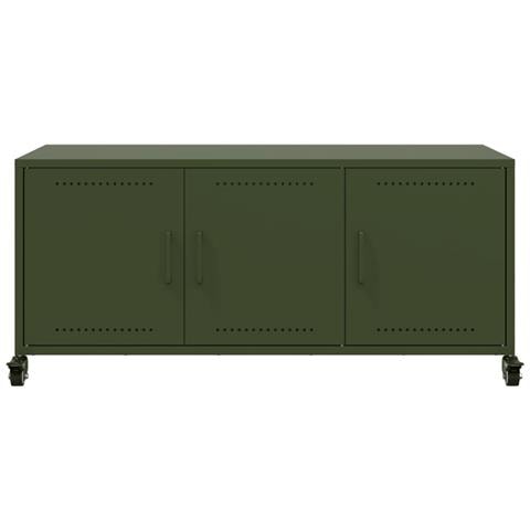 Mobile TV Verde Oliva 100,5x39x43,5 cm in Acciaio - Foto 2