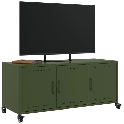 Mobile TV Verde Oliva 100,5x39x43,5 cm in Acciaio - Foto 10