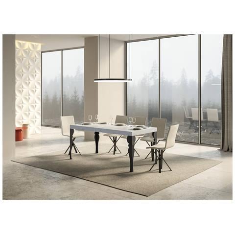 Tavolo Allungabile 90x160/264 Cm Paxon Premium Bianco Frassino Telaio Antracite - Foto 4