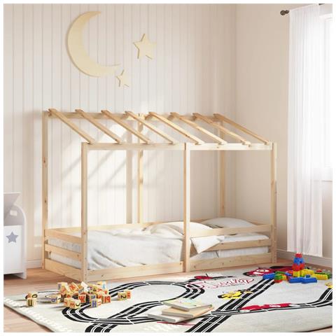 Letto Per Bambini Con Tetto 90x190 Cm In Legno Massello Di Pino - Foto 1