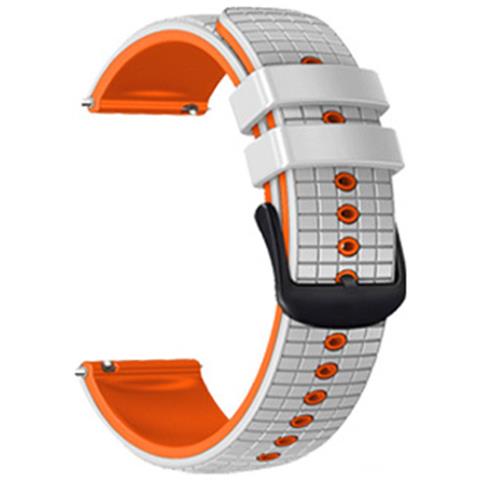 Cinturino In Silicone Per Samsung Galaxy Watch 3 E Garmin Forerunner 255 White+orange 20 Mm - Foto 1