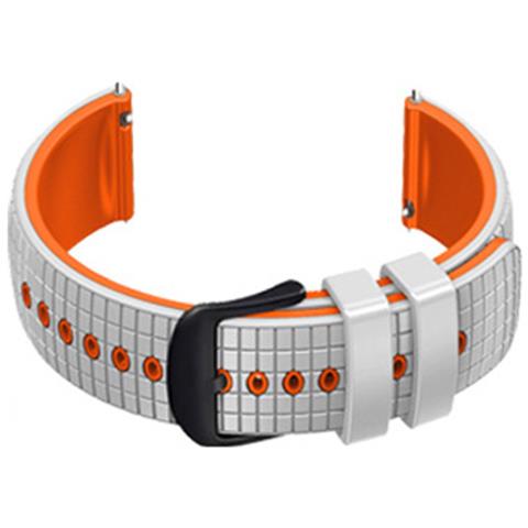Cinturino In Silicone Per Samsung Galaxy Watch 3 E Garmin Forerunner 255 White+orange 20 Mm - Foto 2