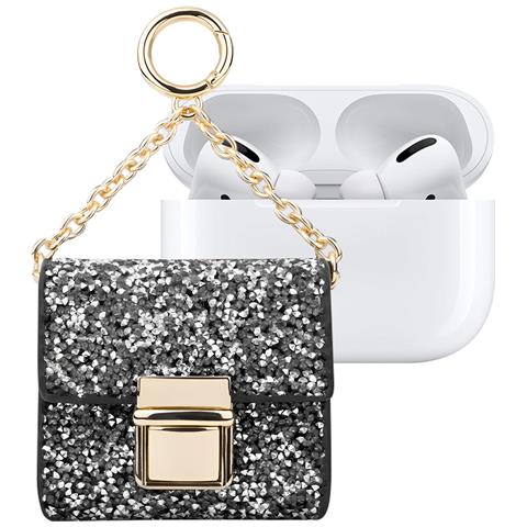 Borsa Per Airpod Any Generation Mini Cosmo Sparkle Con Catena, Nero / Argento - Foto 1