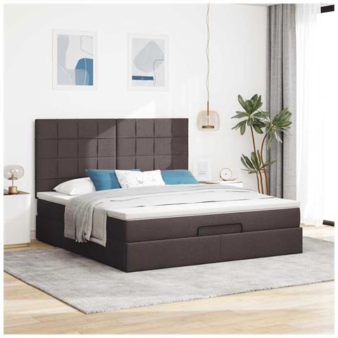 Struttura Letto Pouf Con Materasso 160x200 Cm In Tessuto - Foto 3