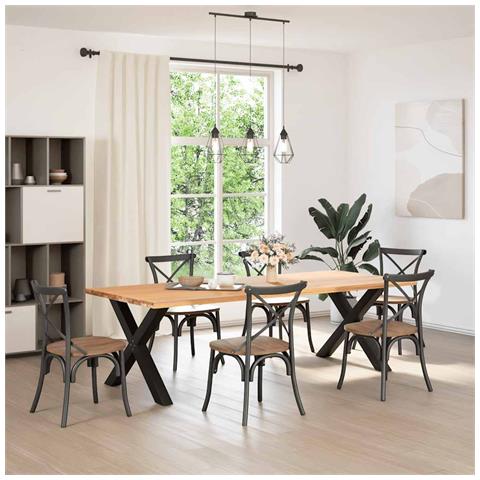 Gambe Tavolo Pranzo A Forma X 2 Pz Nero 90x(72-73) Cm Acciaio - Foto 2