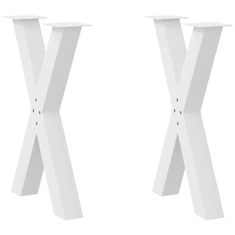 Gambe Tavolo Pranzo Forma X 2pz Bianco 50x(72-73)cm Acciaio - Foto 1