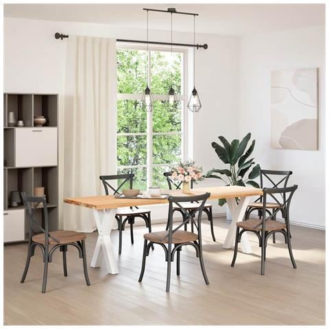 Gambe Tavolo Pranzo Forma X 2pz Bianco 50x(72-73)cm Acciaio - Foto 2