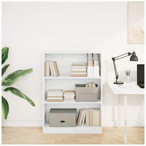 Libreria Bianca 80x24x109 Cm In Legno Multistrato - Foto 3
