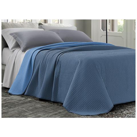 Quilt Trapuntino Estivo 100gr Mq Bicolor Double Face Tinta Unita Modello Cloe Matrimoniale Azzurro - Foto 1