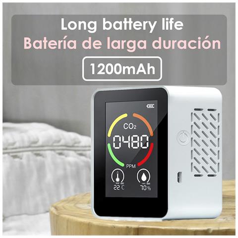 Monitor Della Qualità Dell'aria Interna. Rilevamento Di Co2, Con Allarme Acustico E Visivo. Termometro, Tvoc E Igrometro. - Foto 4