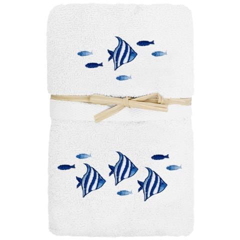 Set Asciugamano Copiola Salvietta Bagno In Spugna 100% Cotone Polinesia Copiola Bianco - Foto 1