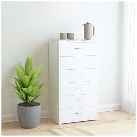 Lusso Casadino -  Credenza Con 6 Cassetti Bianca 50x34x96 Cm In Legno Multistrato - Foto 6