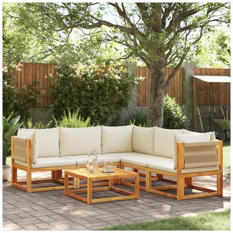 Set Di Divani Da Giardino 6 Pezzi Con Cuscini In Legno Di Acacia E Corda - Foto 8