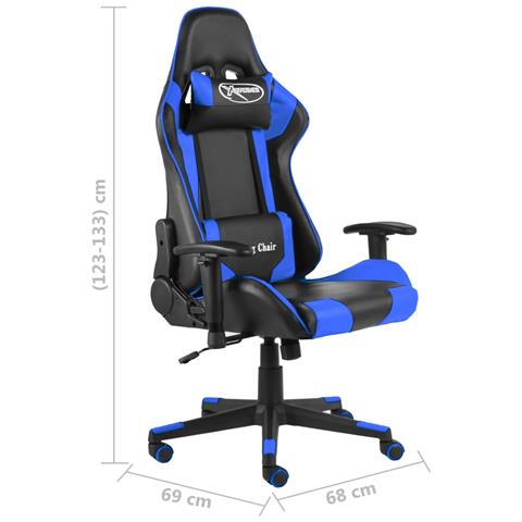 Lusso Casadino - Sedia Da Gaming Girevole Blu In Pvc - Foto 8