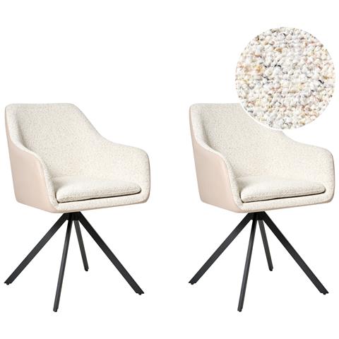 Set Di 2 Sedie Da Pranzo Lithia Bouclé Beige Chiaro - Foto 2