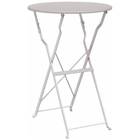 Tavolo da Bistrot Pieghevole Beige Ø50x71 cm in Acciaio Zincato - Foto 1